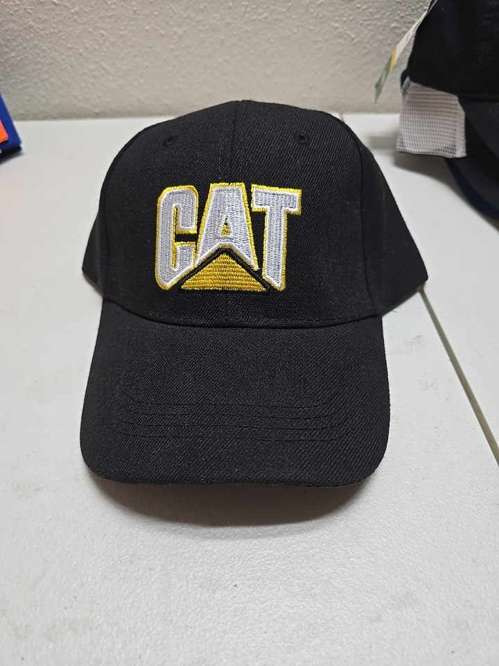 CAT Caterpillar Cap Black Men's Hat Adjustable Cotton Embroidered Logo