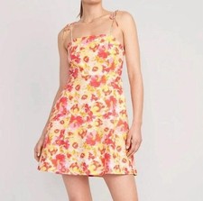 Old Navy Women’s Sun Mini Dress Linen Blend Large Vibrant Colorful Femenine