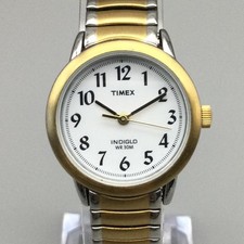 Timex Easy Reader Watch Women Indiglo 25mm Gold Tone Stretch Band New Battery