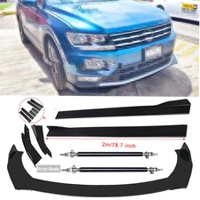Front Bumper LipS Chin Spoiler Splitter Body Kit+Side Skirt  For VW Tiguan S S
