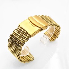 18-24MM Steel Metal Shark Mesh Bracelet Watch Band Strap Double Locking Clasp
