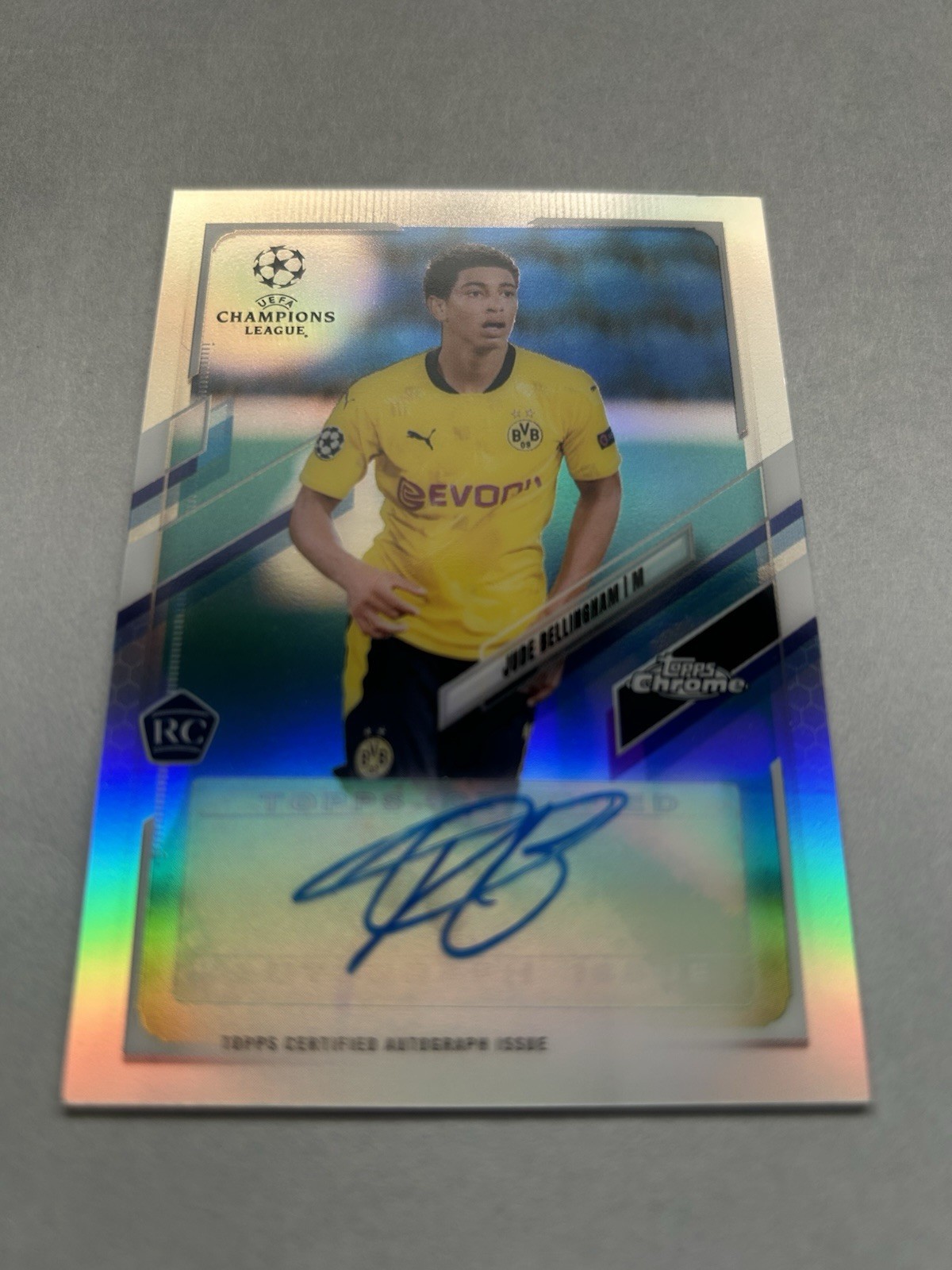 2020 Topps Chrome UEFA Silver Refractor Jude Bellingham ROOKIE RC Auto #CA-JBL view 9