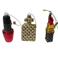Lipstick Nail Polish Perfume Glass Christmas Ornaments Glamour