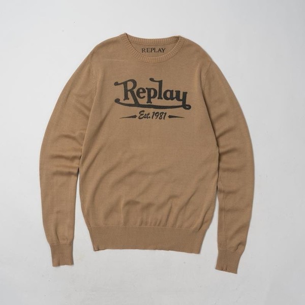Men Replay Sweater Beige Cotton 38 / M / 46