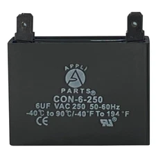 Appli Parts Fan Capacitor 6 mfd (microfarads) uf 250 VAC 4 Terminal Connections