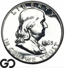 1963 Franklin Half Dollar Proof, Flashy Solid Gem BU++
