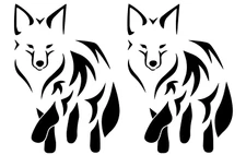 Tribal Fox Silhouette Two 6" Black Vinyl Decal Car Truck Windows laptop notebook