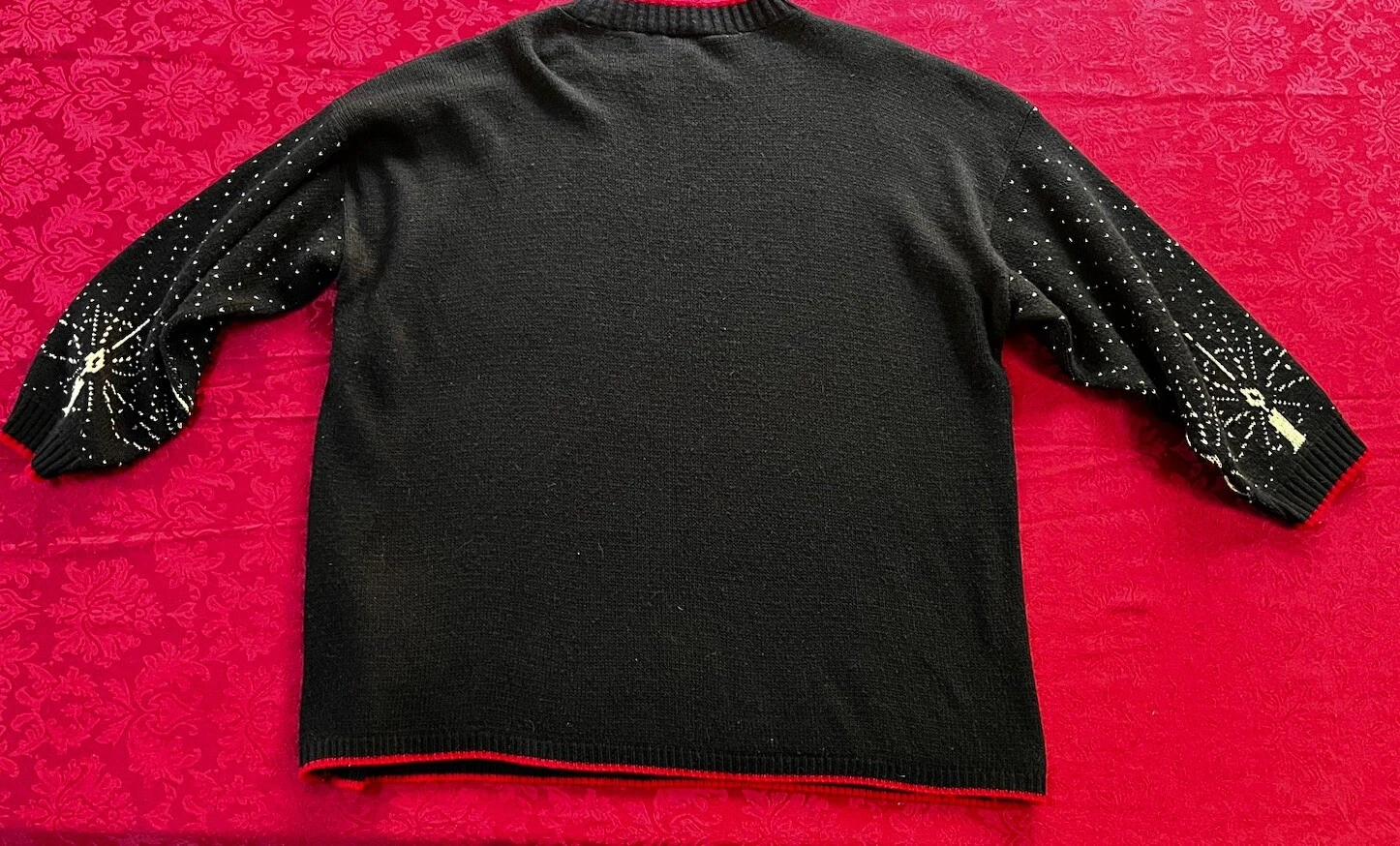 Nutcracker  Holiday Sweater Black White Teddy Bear Christmas USA Made 24W