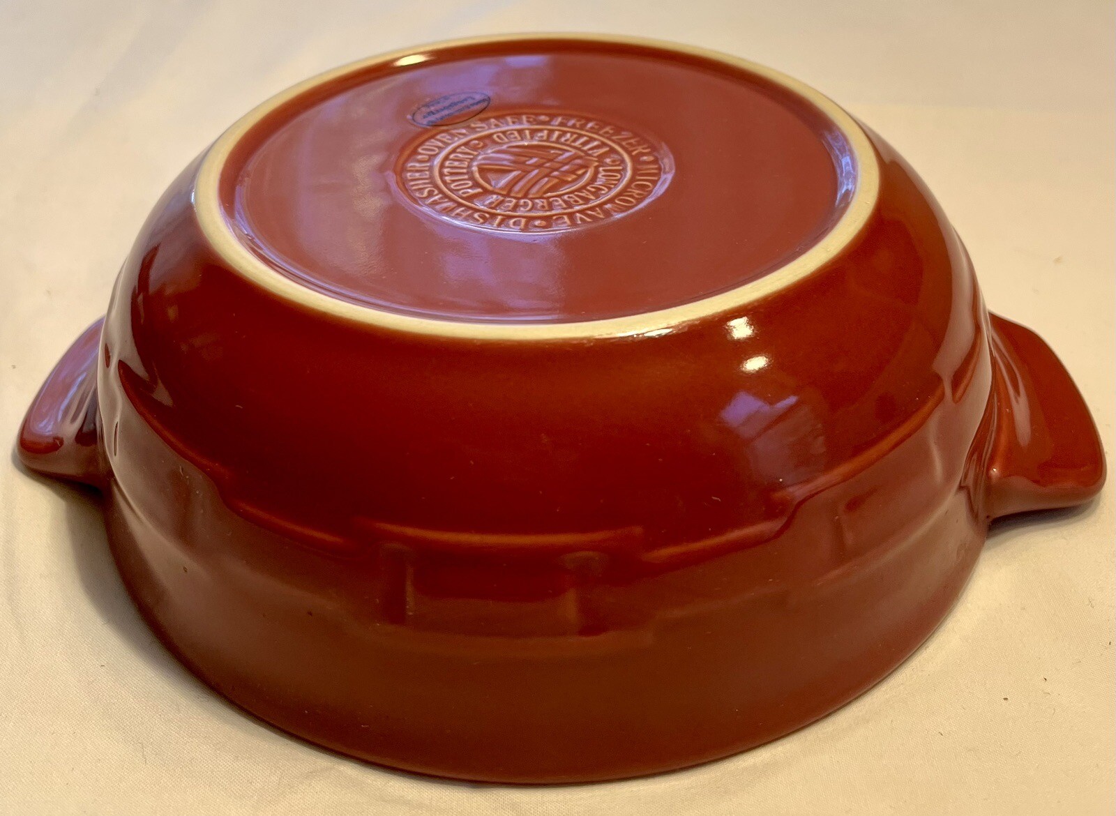 Longaberger Woven Traditions Pottery Paprika Red Small Covered