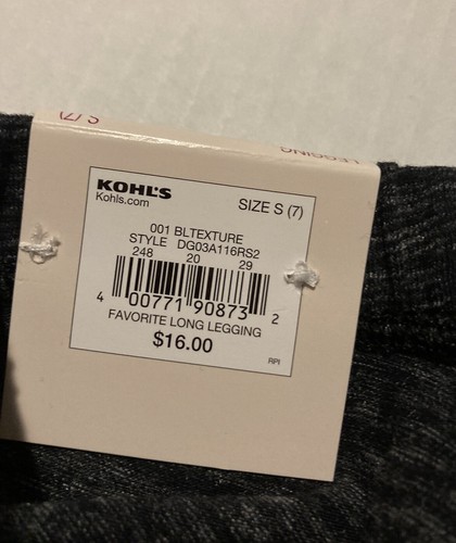 NWT So Favorite Long Legging S 7 Black Texture Dark Grey All Over stretch SR$16 - Picture 6 of 6
