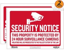 2 Pack - SECURITY NOTICE Sign 9 inch x 12 inch Bright Highly Visible - Fast SHIP
