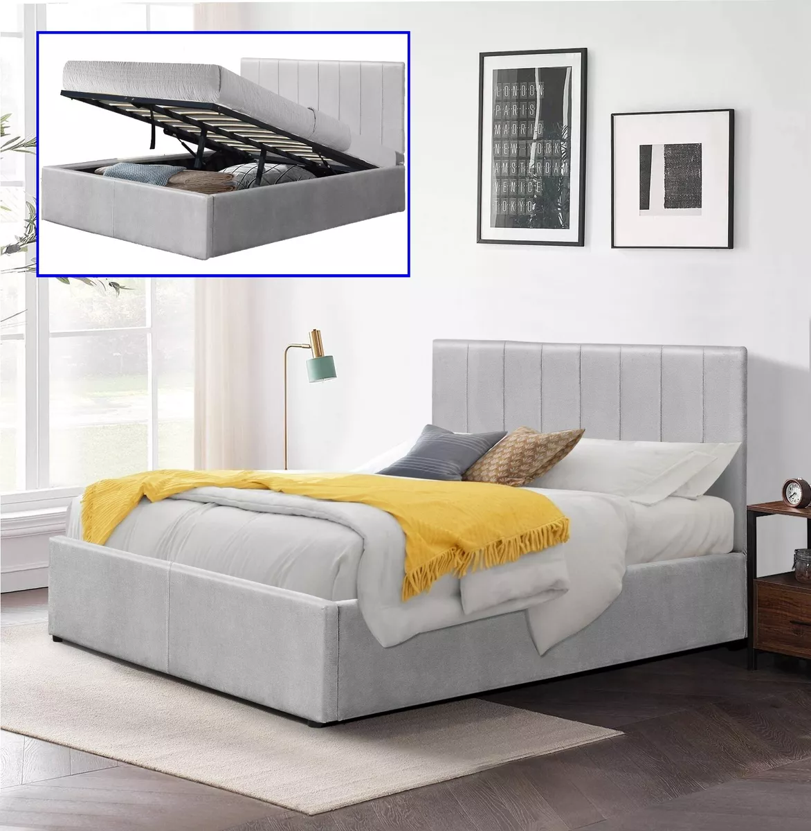 King size panel bed with storage deals