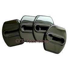 4pcs Polished Black Stainless Door Latch Striker Cover Fits 14-22 Soul