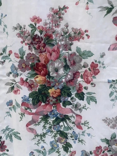 VTG 3 PR Croscill Floral Chintz Fabric Curtain 6 Panels Lined 39.25”W 84”L USA