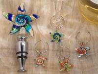Murano Art Deco Combination Set Starfish Stopper And Wine Charms C2821 Quantity Murano Art Deco Combination Set Starfish Stopper And Wine Charms C2821 Quantity