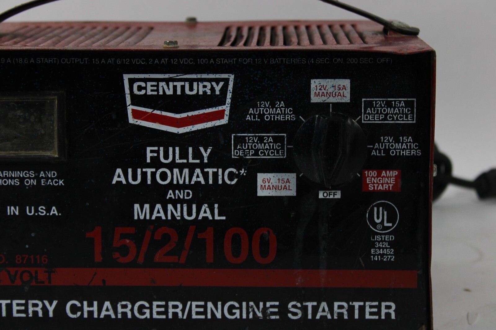 Century 87116 100/15/2 Amp Automotive Battery Charger Engine Starter