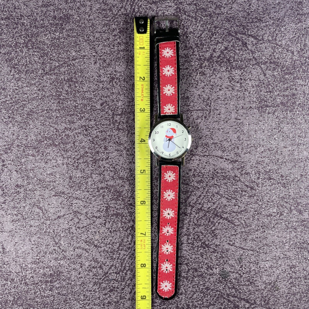 NEW BATTERY Jingle & Joy Snowman Bracelet Watch Jingle & Joy Christmas~Snowflakes Faux Pearls~beaded Silver  main image 2