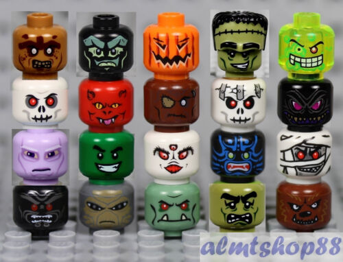 LEGO - Minifigure Heads - PICK YOUR STYLE - Monster Zombie Halloween Scary Alien - Picture 3 of 85