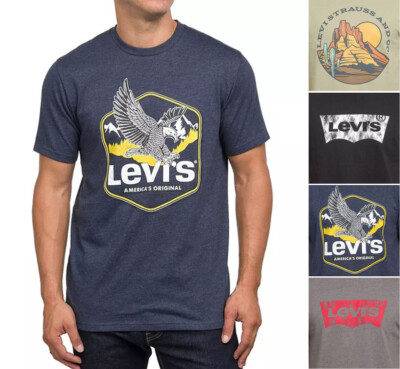Levi Strauss Graphic Print T-Shirt, Men's Short Sleeve Top, Crew Neck  Jersey Tee