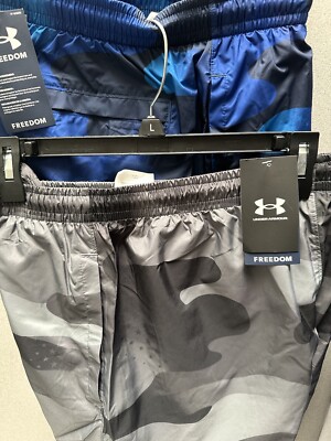 2-NWT 2024-UNDER ARMOUR MEN'S UA FREEDOM VOLLEY SHORTS.LARGE.gray+blue Free Ship