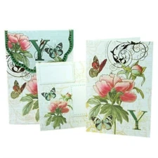 PUNCH STUDIO FLORAL MONOGRAM POUCH NOTE CARDS- #56976Y (Y)