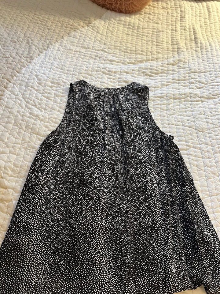 Blusa Joie Silk Racer Back Azul Marino Lunares 100% Seda Talla M Foto 2 de 4