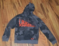 Under Armour Boys Hoodie Sweatshirt size 7 Black Gray Camo