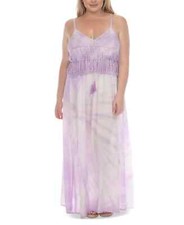 Raviya Women's Tie-Dye Crochet-Bodice Maxi Dress, Lavender, Medium