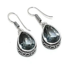 Alexandrite Gemstone Handmade 925 Sterling Silver Jewelry Earring Size 1.4"