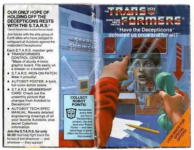 Vintage 1985 Hasbro G1 Transformers Fold Out Action Figure Catalog Order Form