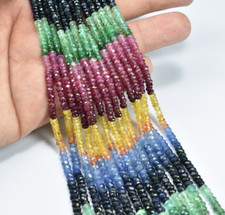 Natural Multi Precious Stone Faceted Rondelle Gemstone Beads 16" Strand 3mm-4mm