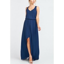 Show Me Your MuMu Kendall Side Slit Maxi Dress, Rich Navy Crisp, XS