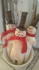 Primitive Christmas Winter Snowmen Bowl Fillers MADE TO ORDER. Please Read For S