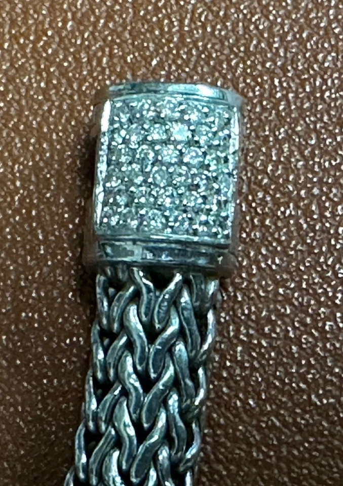 JOHN HARDY *RARO* Pendientes Clásicos Cadena Pavé Diamantes Plata 925 18k Foto 4 de 4