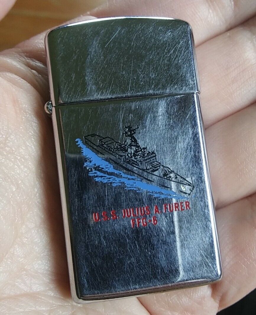 US Navy Ship ~ USS JULIUS A FURER FFG-6 ~ SLIM Zippo Lighter US Navy Ship ~ USS JULIUS A FURER FFG-6 ~ SLIM Zippo Lighter