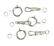 5 Sets SILVER Tone Spring Ring & Swivel Clip Clasps. Pocket Watch Chain Repair.