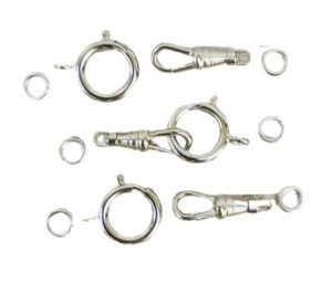 5 Sets SILVER Tone Spring Ring & Swivel Clip Clasps. Pocket Watch Chain Repair.