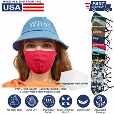 Cloth Face Mask Reusable 3D 100 Cotton Washable Adjustable Unisex Made-in-USA