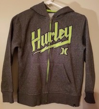 Hurley Junior Girls Hoodie Sweatshirt Size S/P Zipper Front Gray Green Pullover