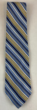 ROBERT TALBOTT Men's Blue Yellow White Black Striped Silk NECKTIE Made in USA