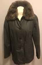 "reduced" Donna Karen Soft Leather Jacket Sage/olive Size 42 Lovely/very Stylish