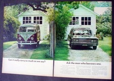 Vintage 1966 VW Volkswagen Station Wagon Bus Print AD 1960s HTF Advertisement
