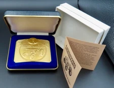 JOHN DEERE ‘R’ Tractor 24K Gold Plated Belt Buckle 1990 Limited Edition NIB