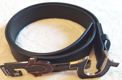 True Religion Mens Belt Size 36 Sage II Enamel Horseshoe Black