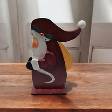 Santa Stand Primitive/Rustic Wooden Carved 3D Handmade 12" Christmas Decor READ