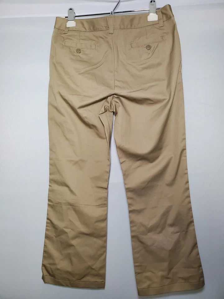 Chinos Lands' End niños niñas frente plano caqui cintura ajustable talla 16 nuevos con etiquetas. Foto 2 de 4