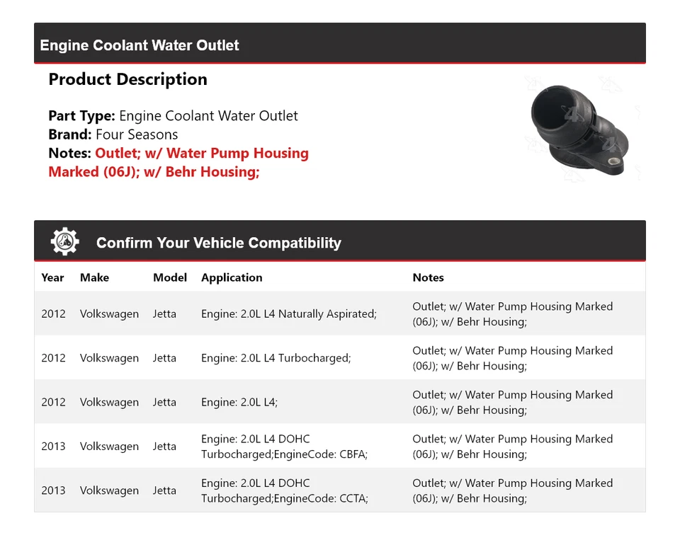 Salida de agua refrigerante motor Volkswagen Jetta 2012-2013 4 estaciones Foto 2 de 4