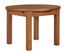 Oak Round Extendable Dining Table 110cm Solid Wood Kitchen Table