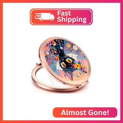 LONNAONE Compact Mirror for Women,Round Mini Pocket Travel Makeup Mirror,Pretty