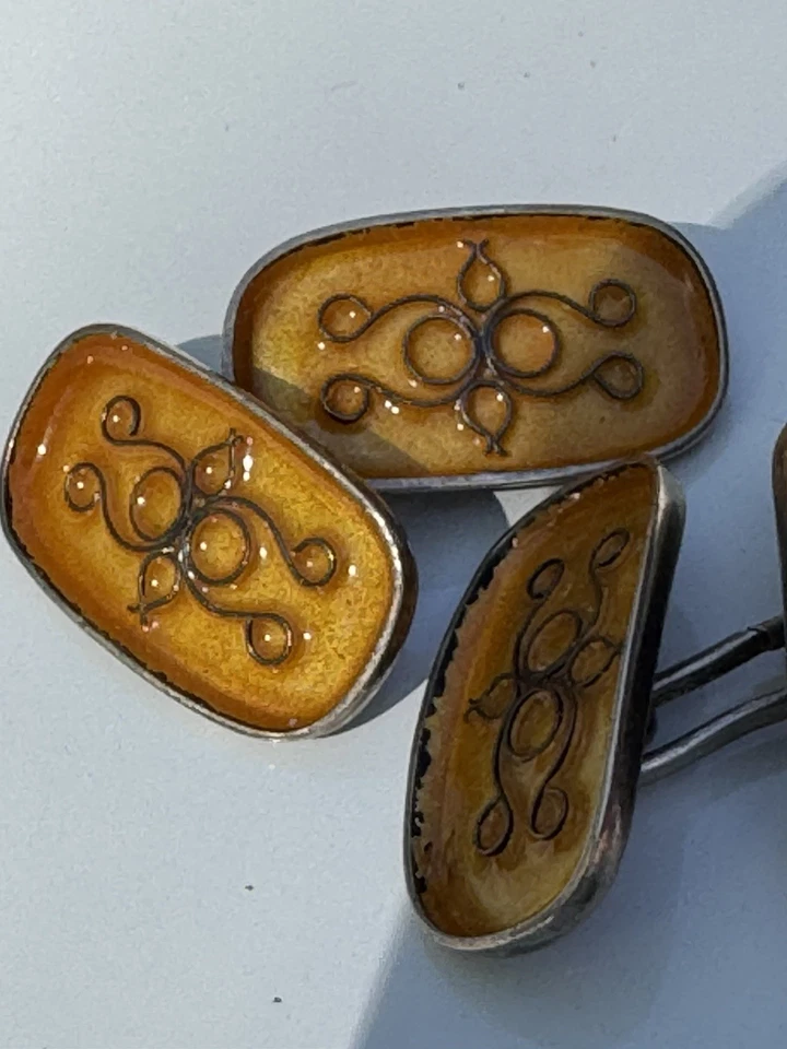 ВИНТАЖНЫЕ ЗАПОНКИ эмаль на серебряной цепочке - Изображение 2 из 4